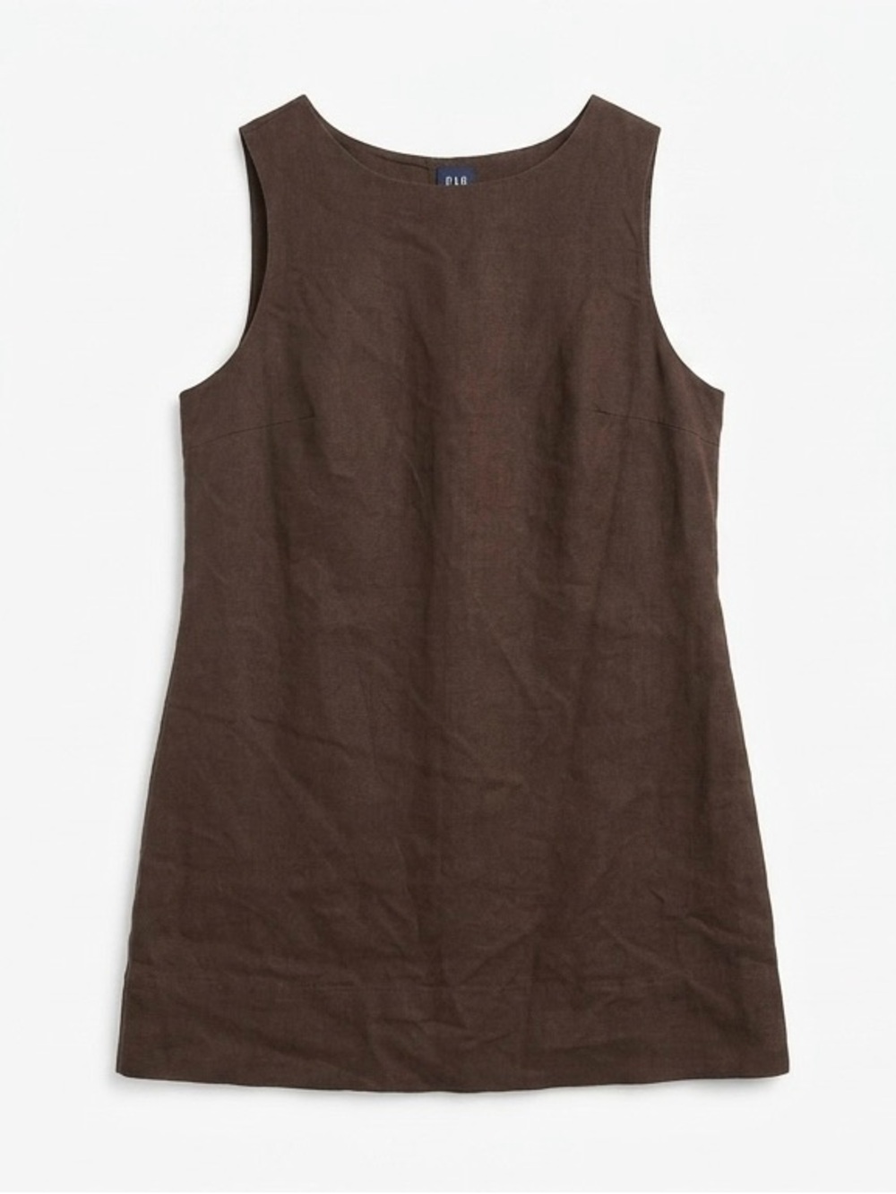 GAP Brown Linen-Blend Mini Shift Sleeveless Dress
